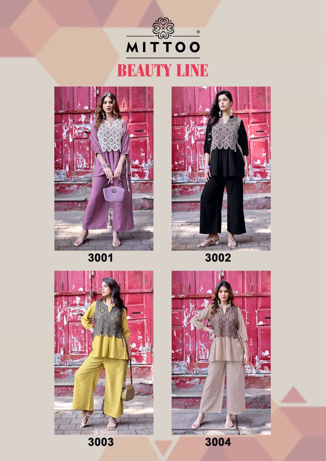Beauty Line By Mittoo 3001 to 3004 Series Designer Festive Suits Beautiful Fancy Stylish Colorful Party Wear & Occasional Wear Viscose and shiffli cotton Dress At Wholesale Price